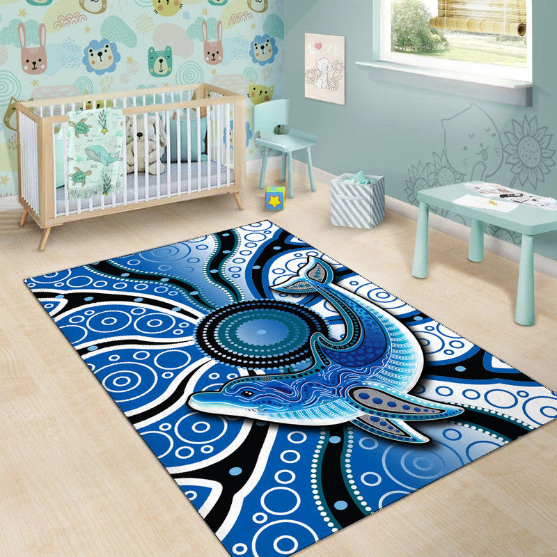 aboriginal-dolphins-area-rug-blue-sea