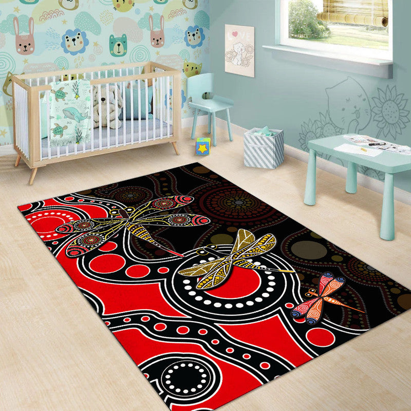 aboriginal-dragonfly-area-rug-red-style