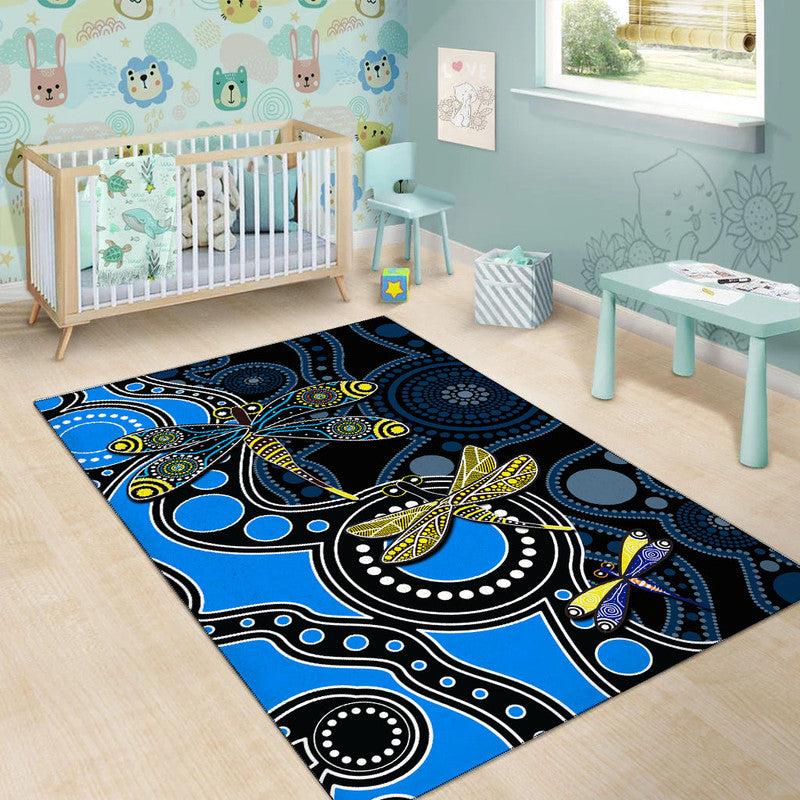 aboriginal-dragonfly-area-rug-blue-style