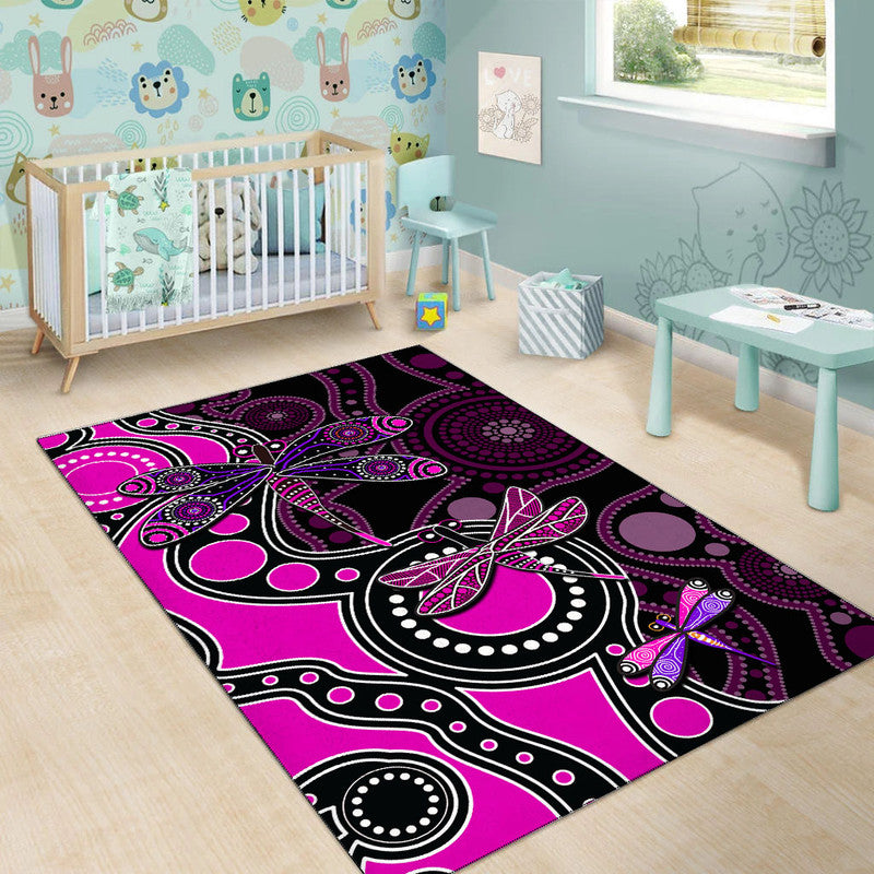 aboriginal-dragonfly-area-rug-pink-style