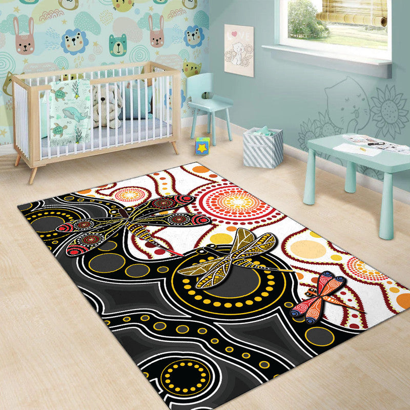 aboriginal-dragonfly-area-rug-white-style