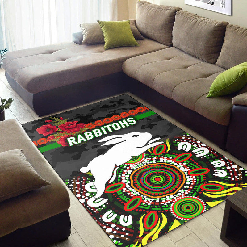 south-sydney-rabbitohs-anzac-2022-area-rug-indigenous-vibes-black