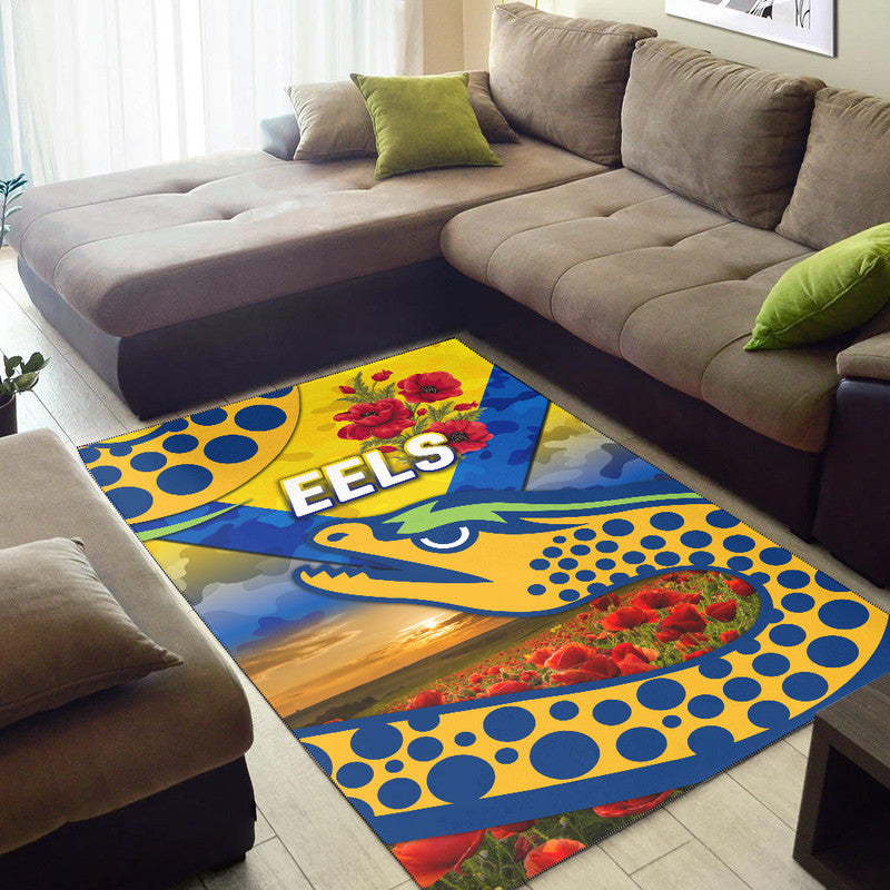 parramatta-eels-anzac-2022-area-rug-poppy-flowers-vibes-gold