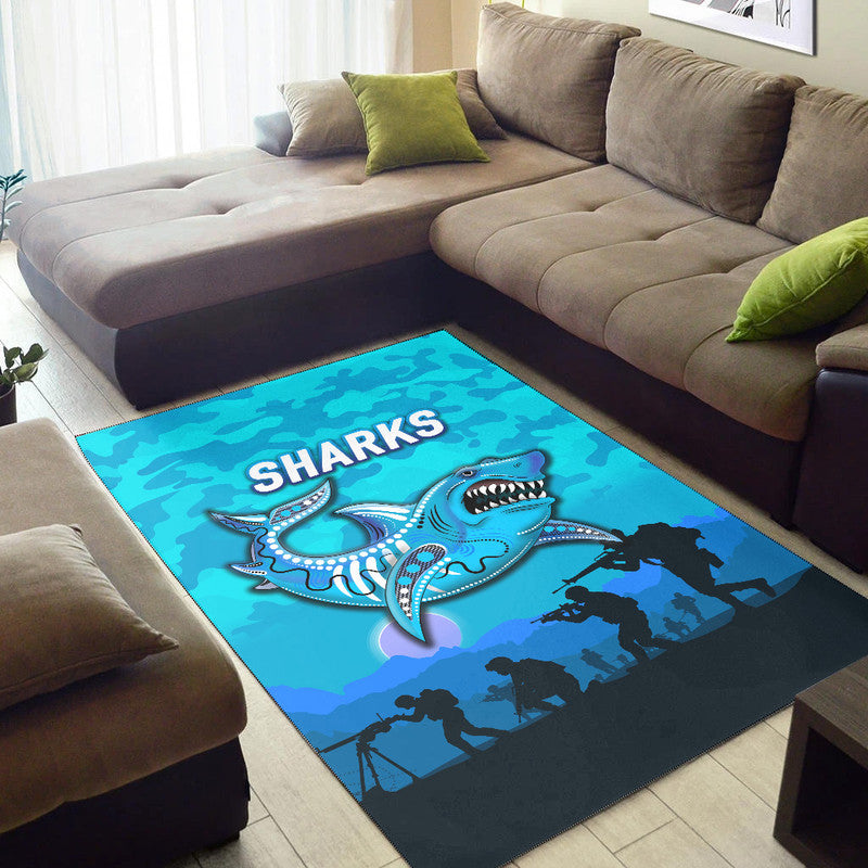 cronulla-sutherland-sharks-anzac-2022-area-rug-simple-style-blue