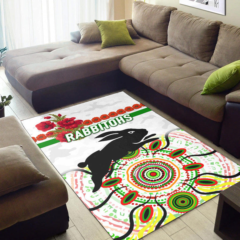 south-sydney-rabbitohs-anzac-2022-area-rug-indigenous-vibes-white