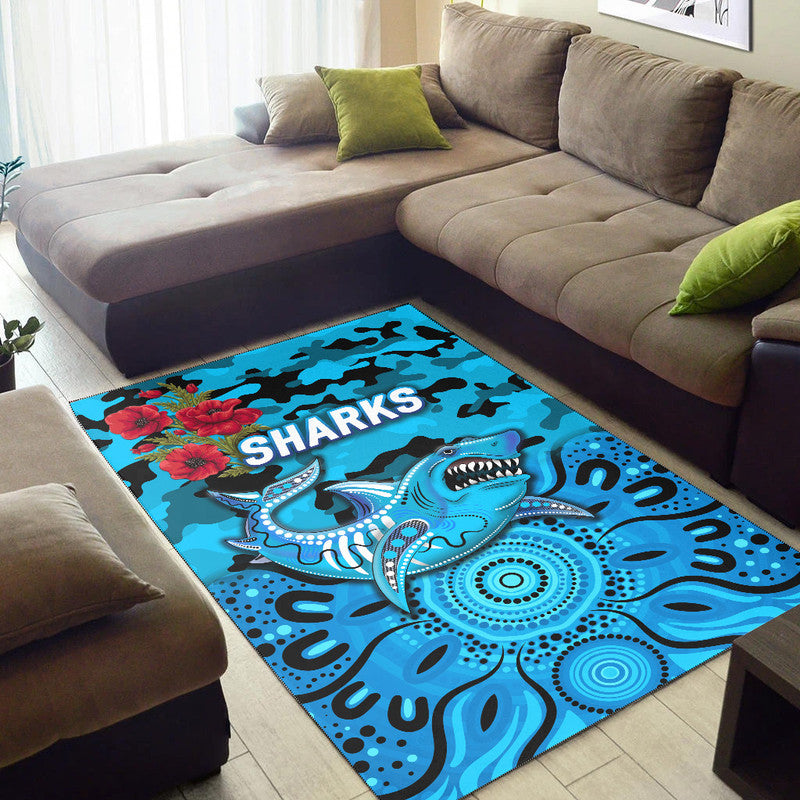 cronulla-sutherland-sharks-anzac-2022-area-rug-indigenous-vibes