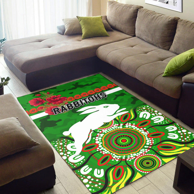 south-sydney-rabbitohs-anzac-2022-area-rug-indigenous-vibes-green