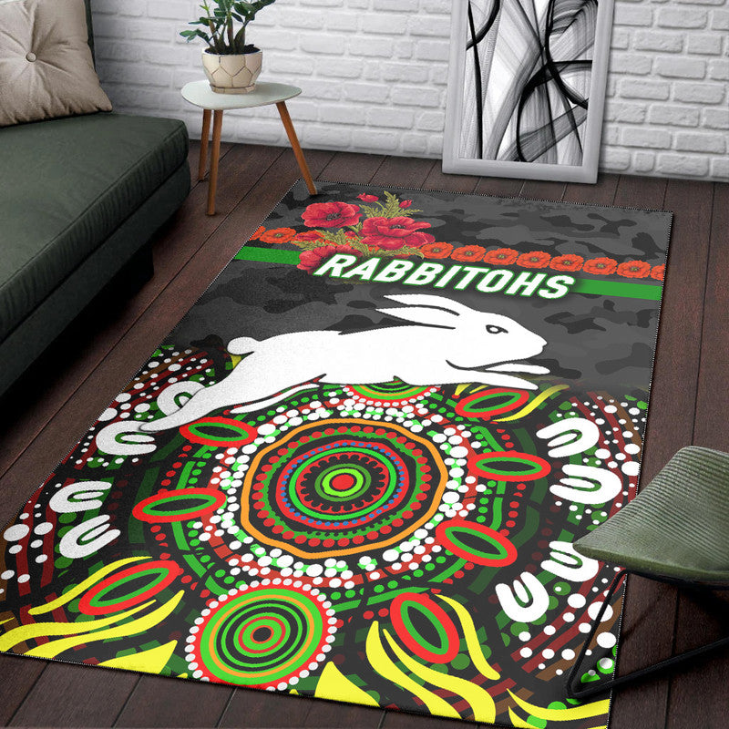 south-sydney-rabbitohs-anzac-2022-area-rug-indigenous-vibes-black