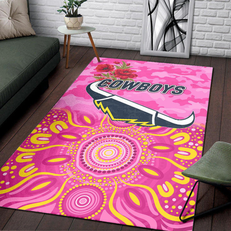 north-queensland-cowboys-anzac-2022-area-rug-indigenous-vibes-pink