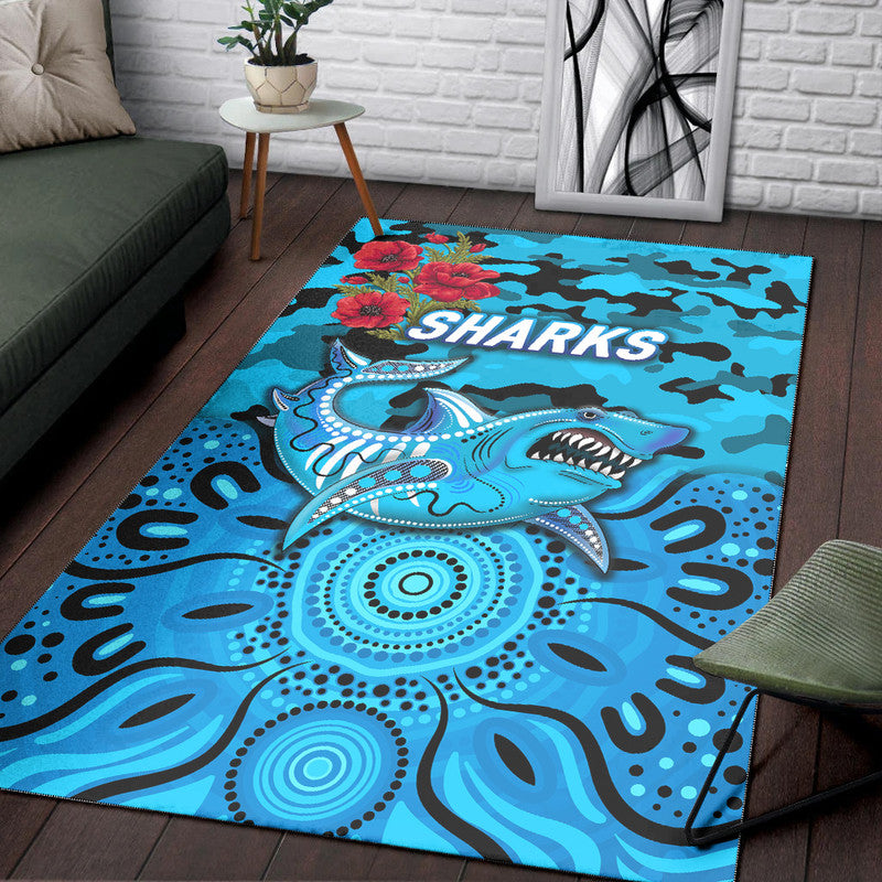 cronulla-sutherland-sharks-anzac-2022-area-rug-indigenous-vibes