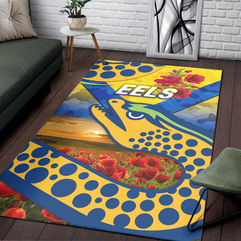 parramatta-eels-anzac-2022-area-rug-poppy-flowers-vibes-gold