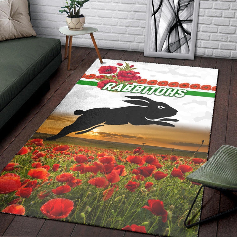 south-sydney-rabbitohs-anzac-2022-area-rug-poppy-flowers-vibes-white