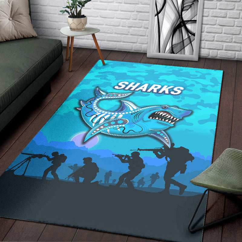 cronulla-sutherland-sharks-anzac-2022-area-rug-simple-style-blue