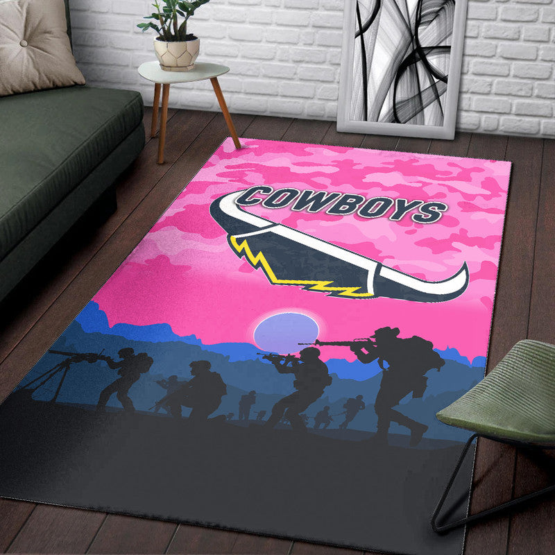 north-queensland-cowboys-anzac-2022-area-rug-simple-style-pink