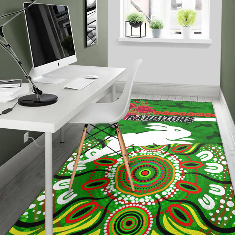 south-sydney-rabbitohs-anzac-2022-area-rug-indigenous-vibes-green