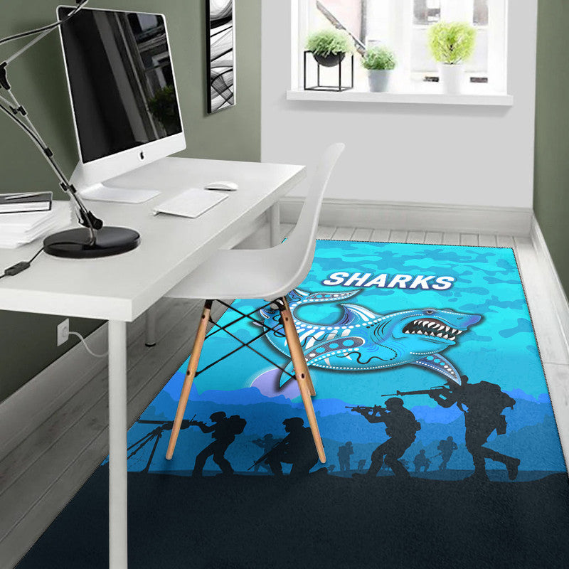 cronulla-sutherland-sharks-anzac-2022-area-rug-simple-style-blue