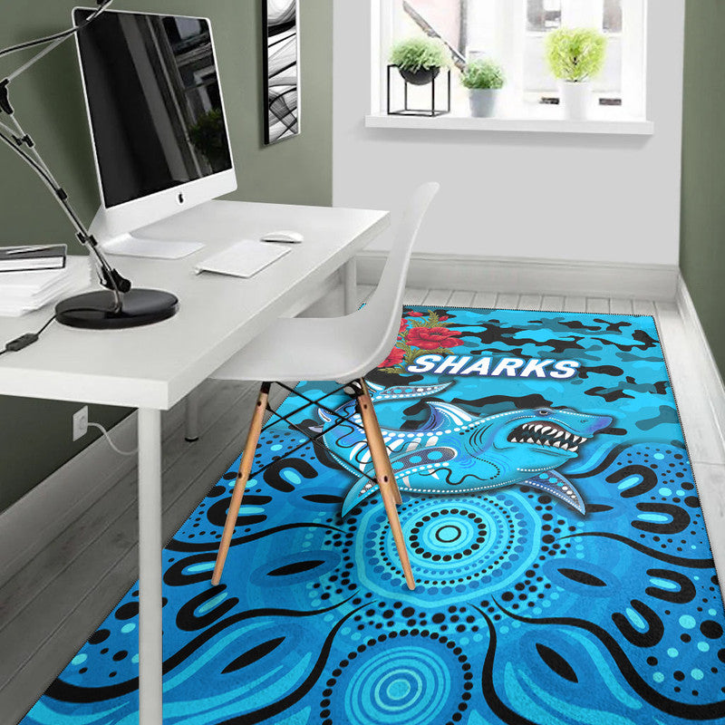 cronulla-sutherland-sharks-anzac-2022-area-rug-indigenous-vibes