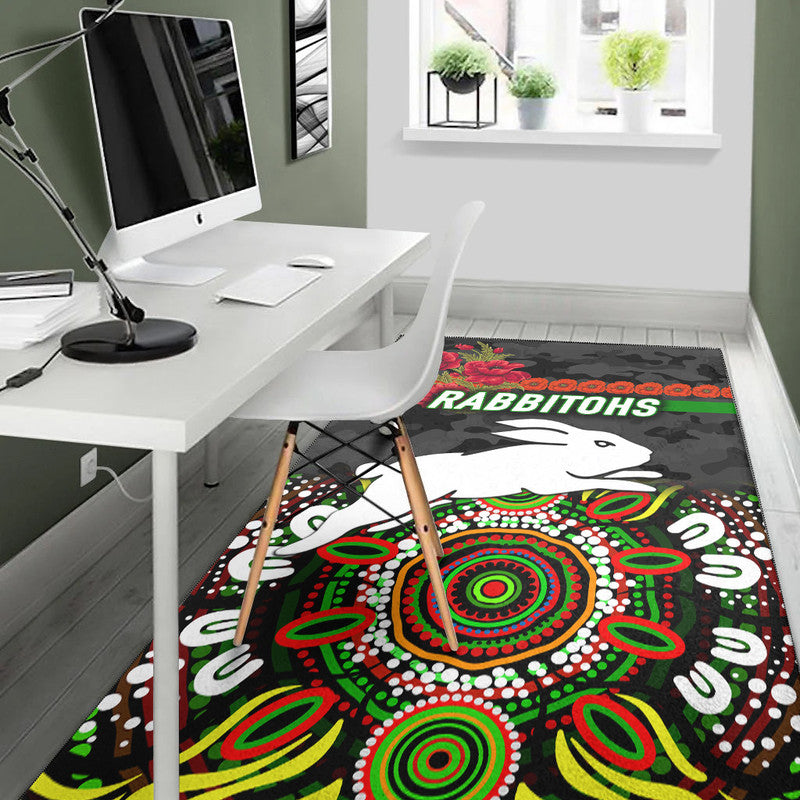 south-sydney-rabbitohs-anzac-2022-area-rug-indigenous-vibes-black