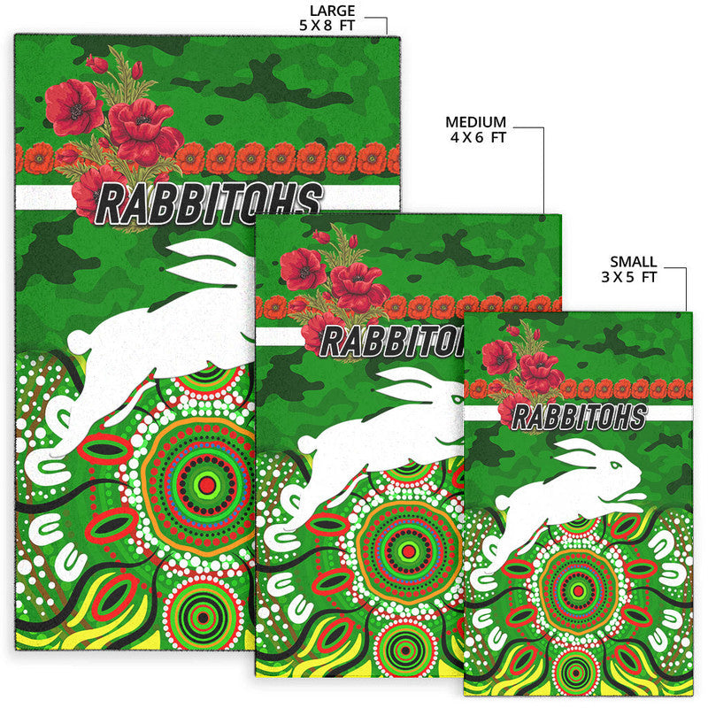 south-sydney-rabbitohs-anzac-2022-area-rug-indigenous-vibes-green