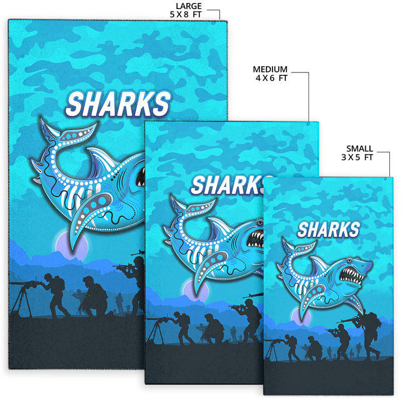 cronulla-sutherland-sharks-anzac-2022-area-rug-simple-style-blue