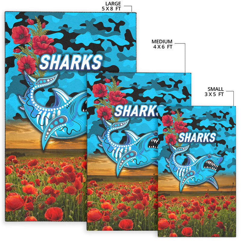 cronulla-sutherland-sharks-anzac-2022-area-rug-poppy-flowers-vibes