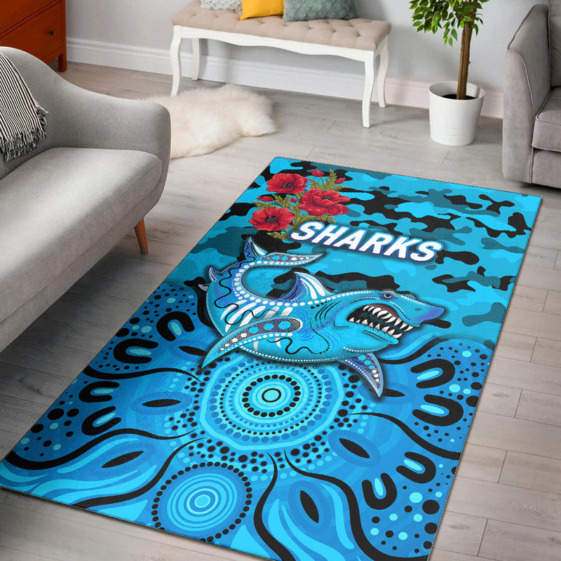 cronulla-sutherland-sharks-anzac-2022-area-rug-indigenous-vibes