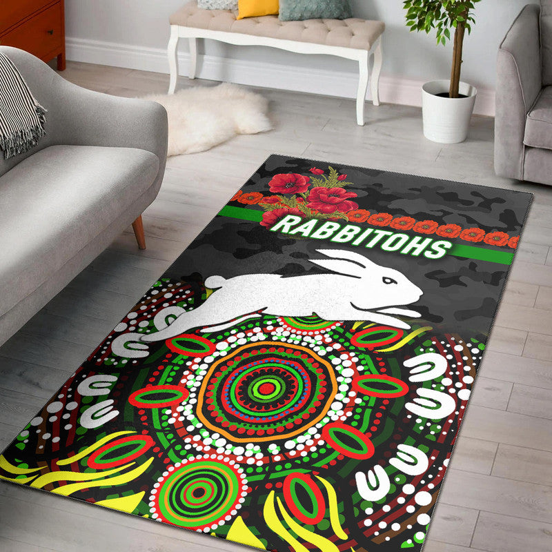 south-sydney-rabbitohs-anzac-2022-area-rug-indigenous-vibes-black