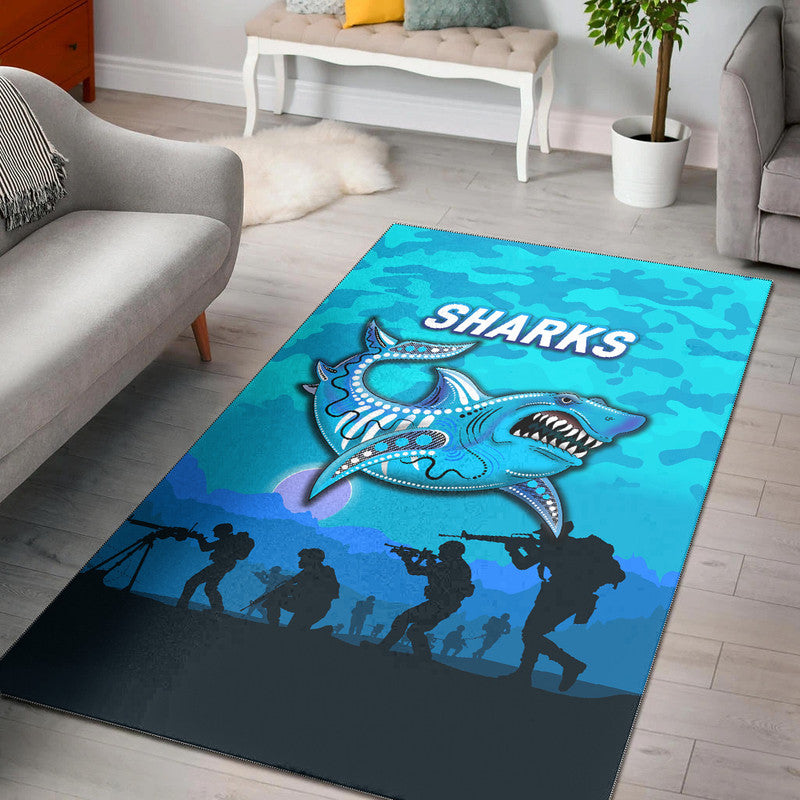 cronulla-sutherland-sharks-anzac-2022-area-rug-simple-style-blue