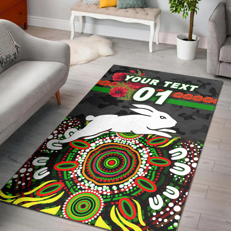 custom-personalised-south-sydney-rabbitohs-anzac-2022-area-rug-indigenous-vibes-black