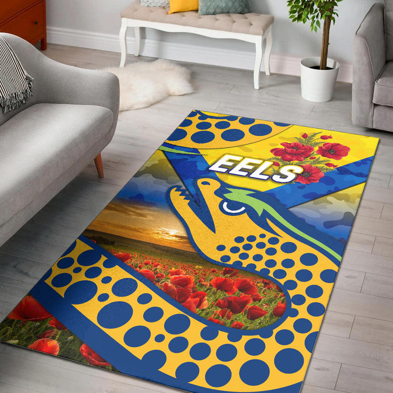 parramatta-eels-anzac-2022-area-rug-poppy-flowers-vibes-gold