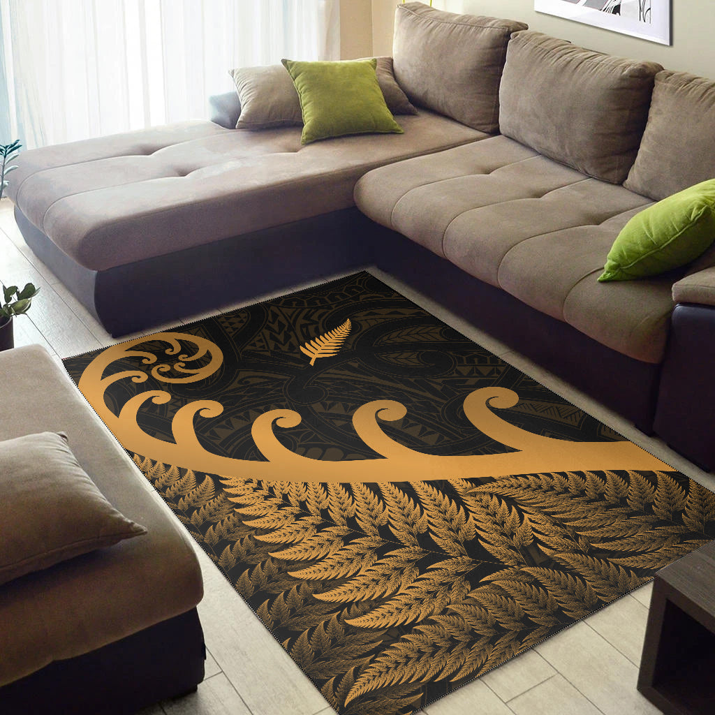 new-zealand-rugby-maori-area-rug-silver-fern-koru-vibes-gold