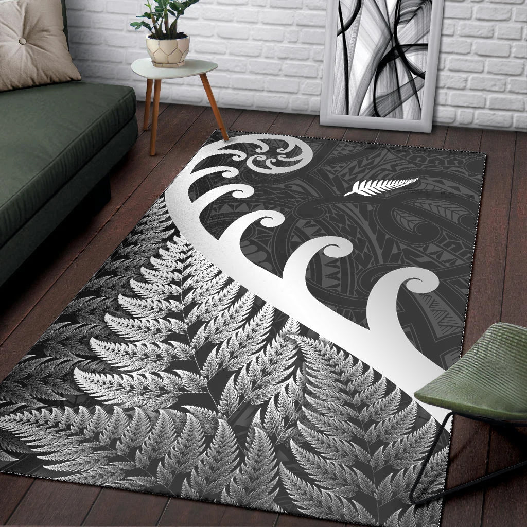 new-zealand-rugby-maori-area-rug-silver-fern-koru-vibes-black