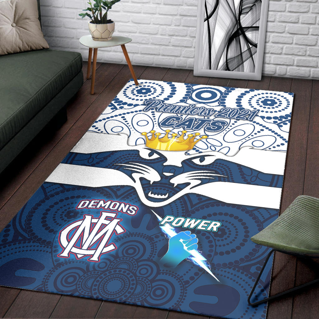 geelong-cats-indigenous-area-rug-football-2021-premiers-the-king