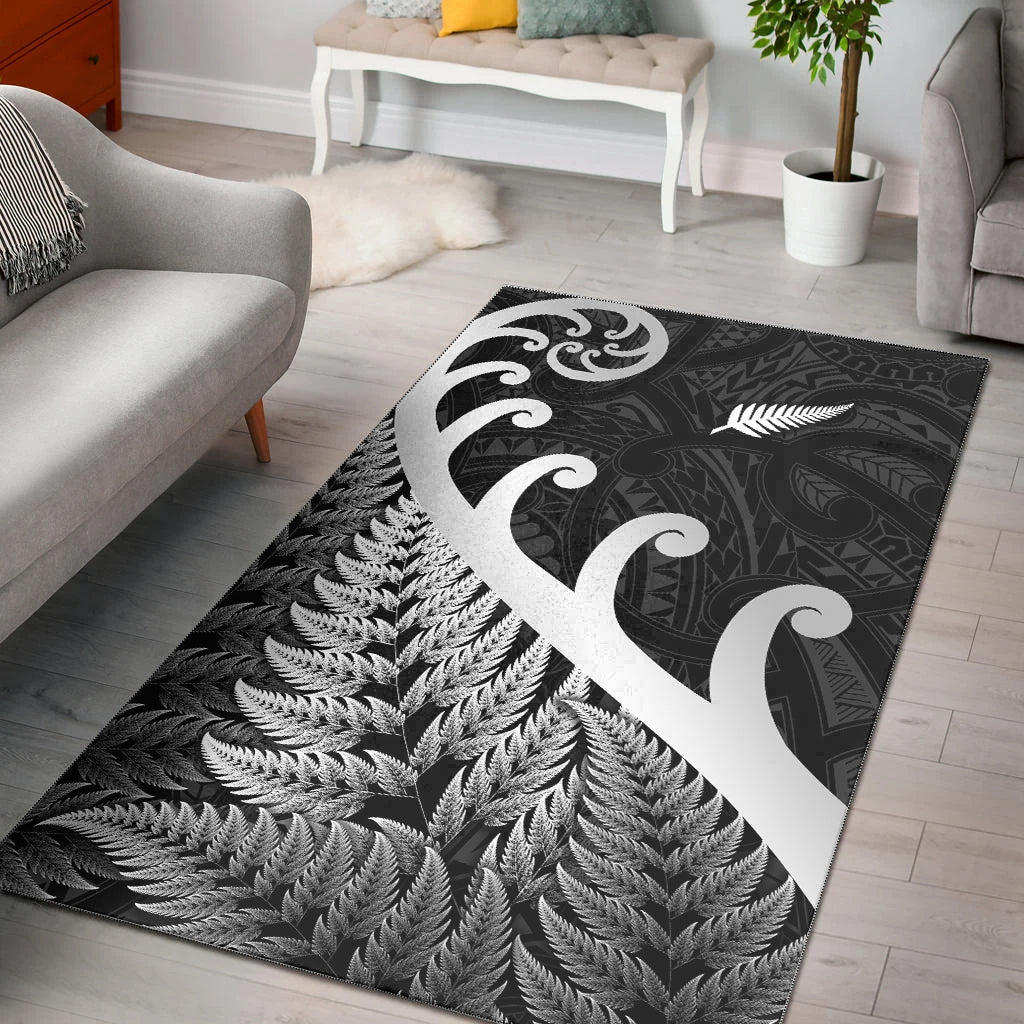 new-zealand-rugby-maori-area-rug-silver-fern-koru-vibes-black