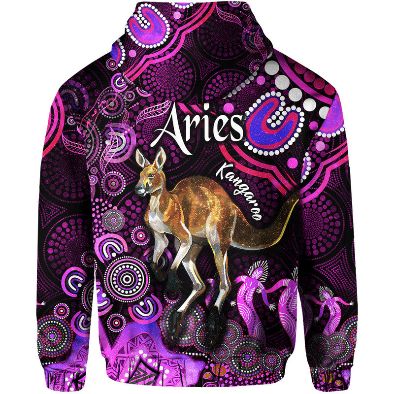 australian-astrology-zip-up-and-pullover-hoodie-aries-kangaroo-zodiac-aboriginal-vibes-pink