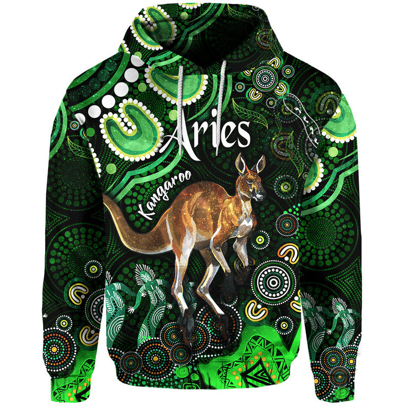 australian-astrology-zip-up-and-pullover-hoodie-aries-kangaroo-zodiac-aboriginal-vibes-green