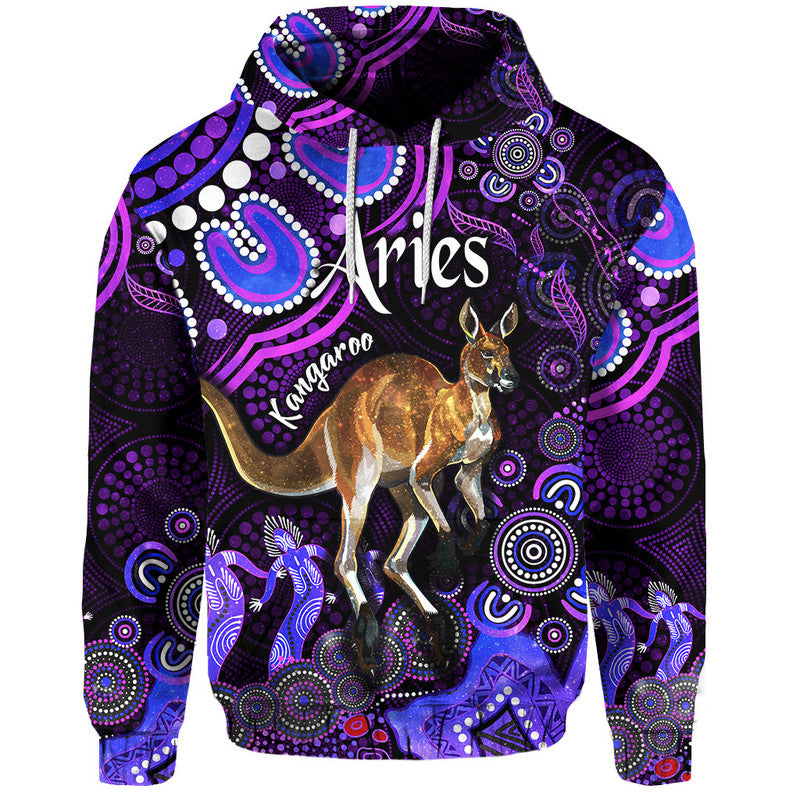 australian-astrology-zip-up-and-pullover-hoodie-aries-kangaroo-zodiac-aboriginal-vibes-purple