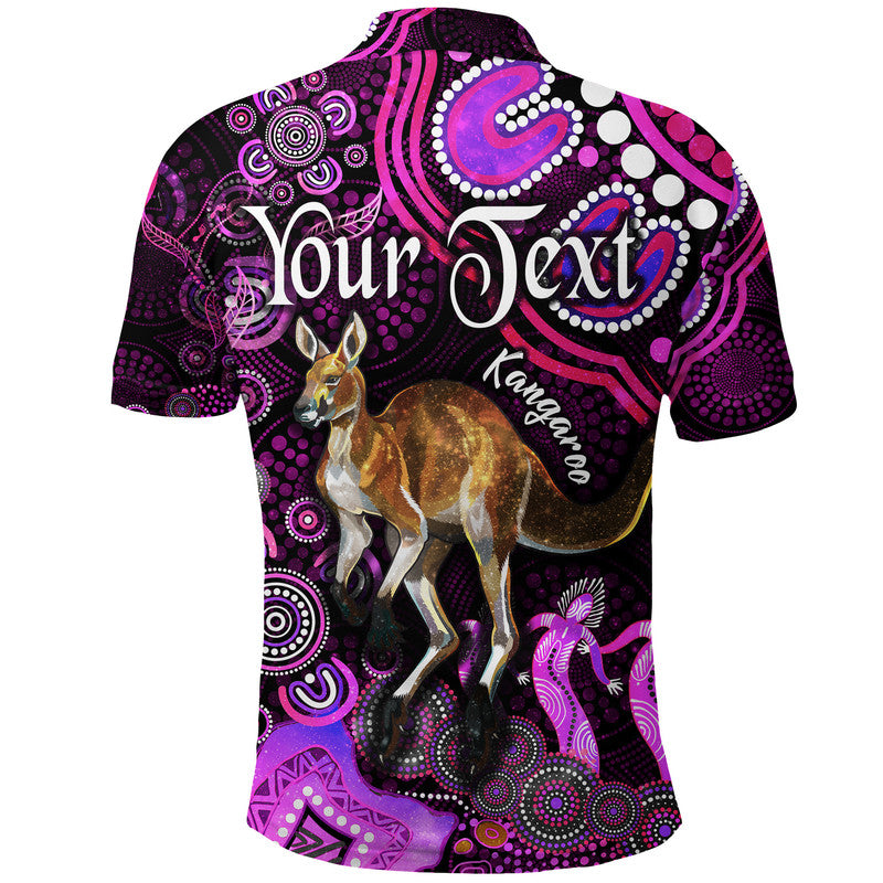 custom-personalised-australian-astrology-polo-shirt-aries-kangaroo-zodiac-aboriginal-vibes-pink