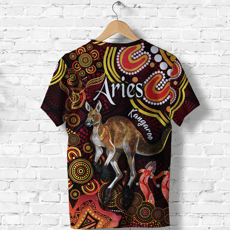 australian-astrology-t-shirt-aries-kangaroo-zodiac-aboriginal-vibes-red