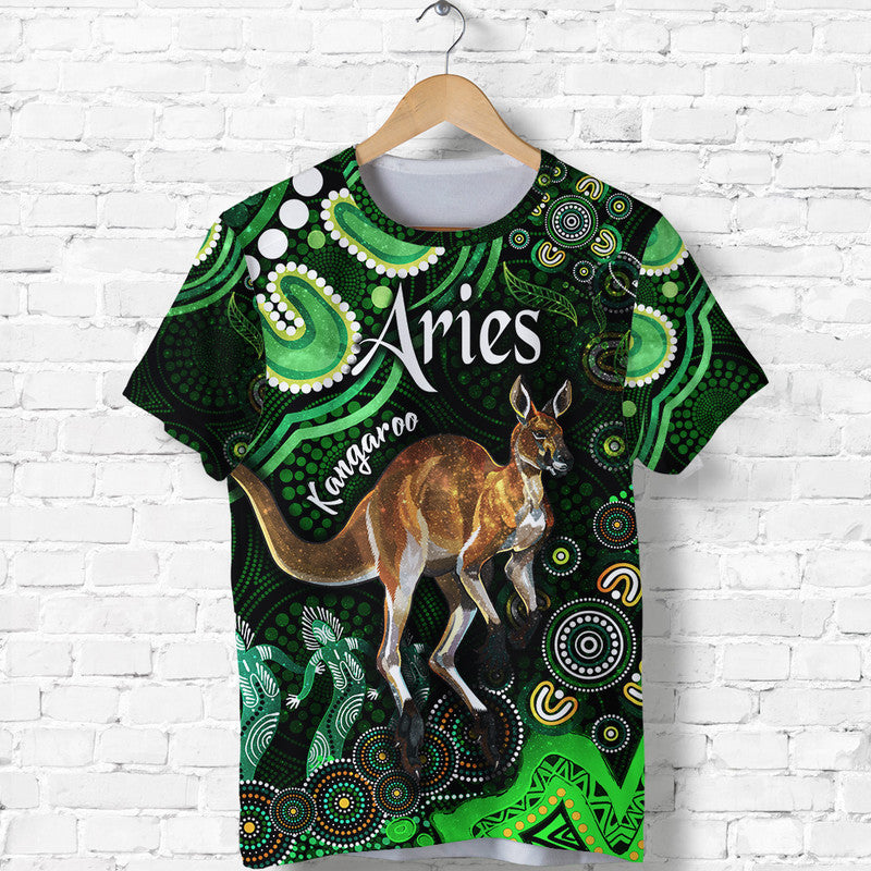 australian-astrology-t-shirt-aries-kangaroo-zodiac-aboriginal-vibes-green