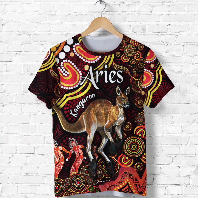 australian-astrology-t-shirt-aries-kangaroo-zodiac-aboriginal-vibes-red