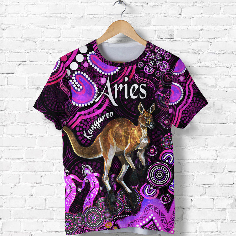 custom-personalised-australian-astrology-t-shirt-aries-kangaroo-zodiac-aboriginal-vibes-pink