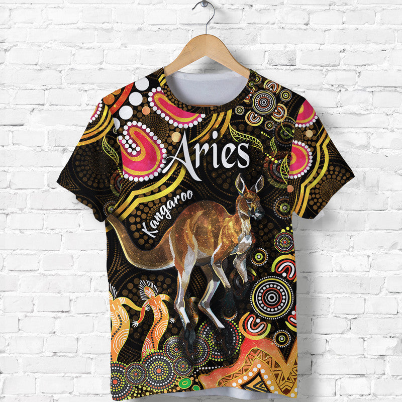 australian-astrology-t-shirt-aries-kangaroo-zodiac-aboriginal-vibes-gold