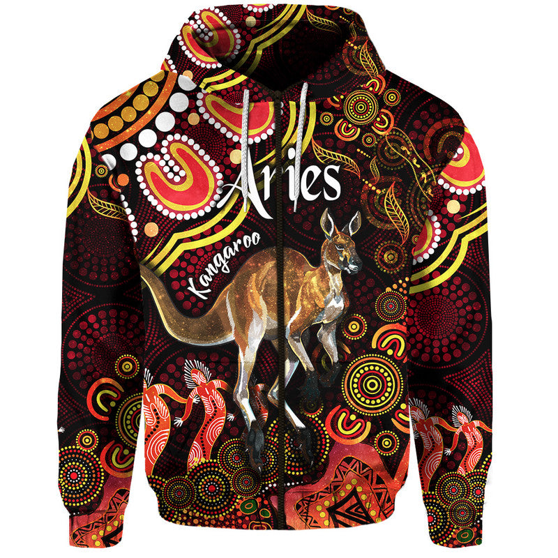 custom-personalised-australian-astrology-zip-up-and-pullover-hoodie-aries-kangaroo-zodiac-aboriginal-vibes-red