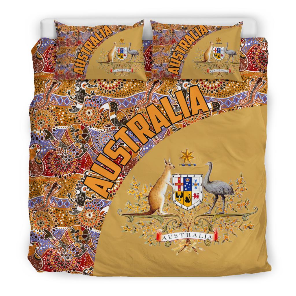 aboriginal-bedding-sets-australian-coat-of-arms-kangaroo-crocodile-kookaburra