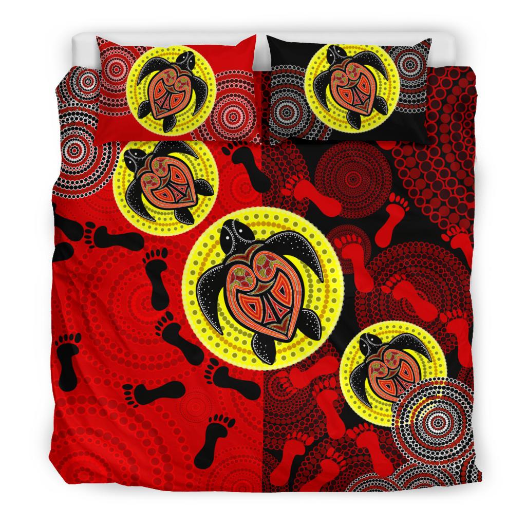 aboriginal-bedding-set-turtle-footprint-circle-dot-painting