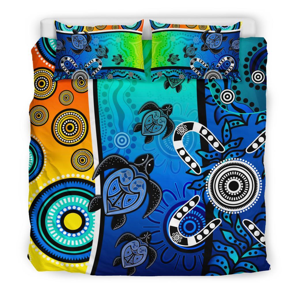 aboriginal-bedding-set-indigenous-turtle-dot-painting-art