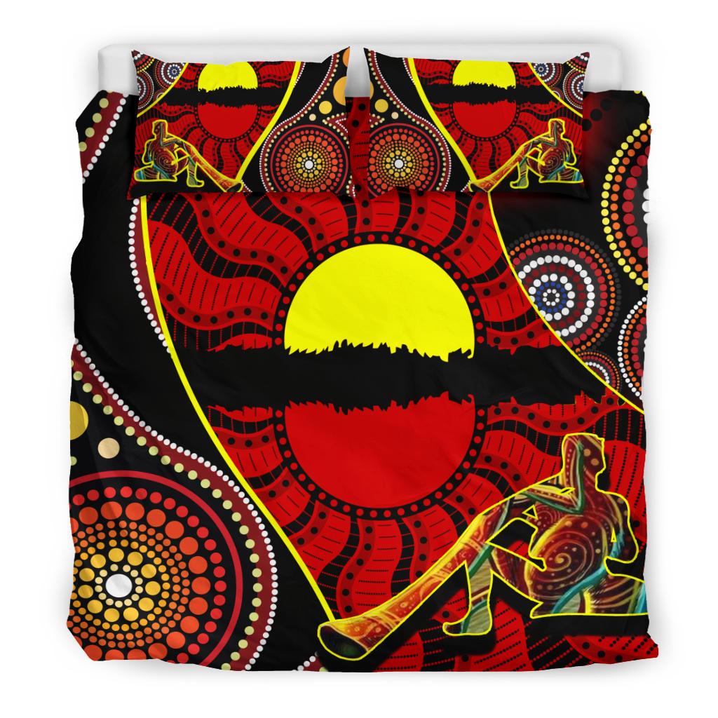 bedding-set-australia-aboriginal-dots-with-didgeridoo