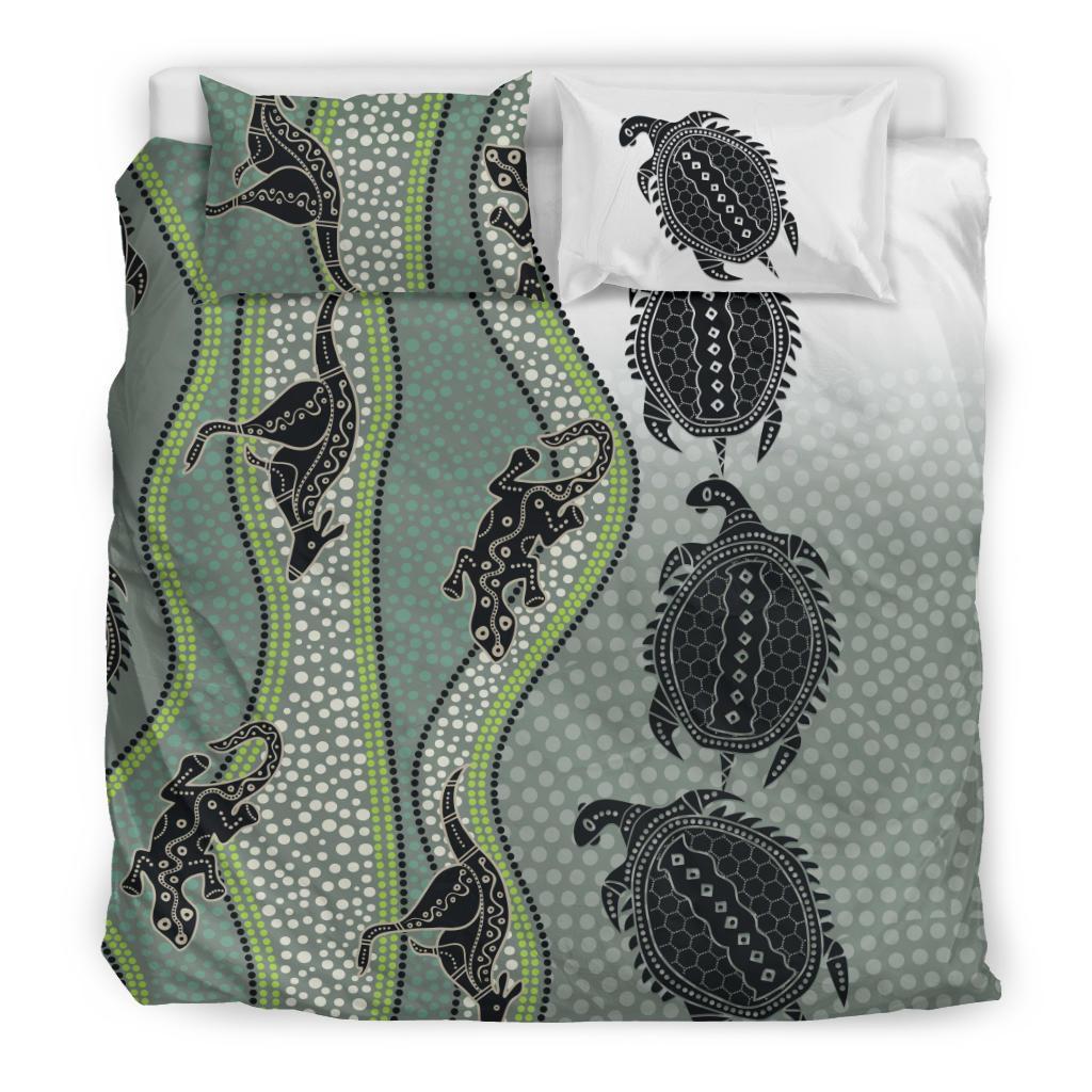 bedding-set-aboriginal-with-kangaroo-lizard-turtle-and-dotted-crooked-stripes-pattern