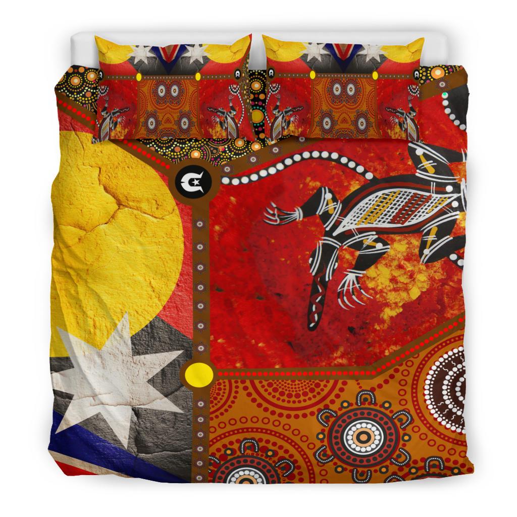 bedding-set-aboriginal-dot-painting-flags-crocodile